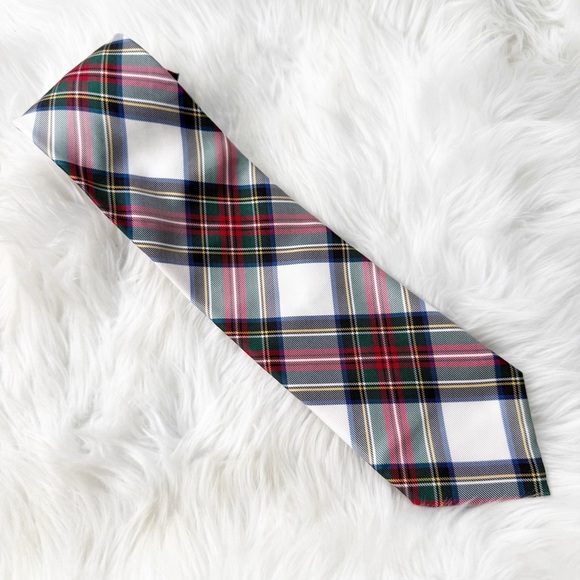 Paul Fredrick 100% Silk Plaid Tie Made in Italy – Red Green Navy Tartan - Picture 2 of 6